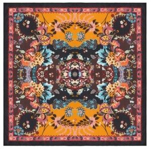 Vismaya Rhapsody Floral Scarf Mustard Bohemian Square